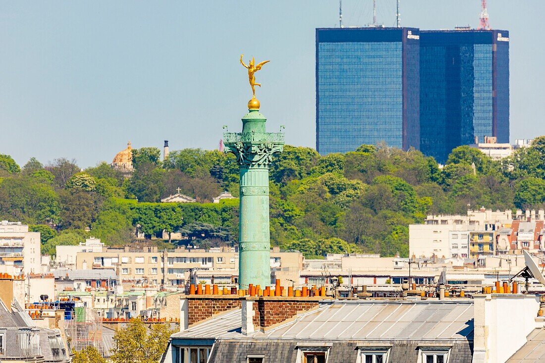 Frankreich,Paris,die Säule der Bastille und die Mercuriales Türme,und Pere Lachaise