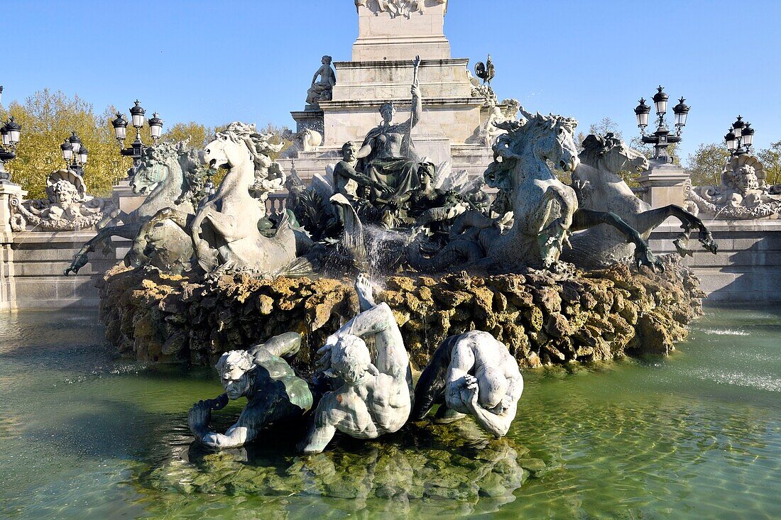 France,Gironde,Bordeaux,area classified World Heritage,Quinconces district,Quinconces square and the Monument of the Girondins