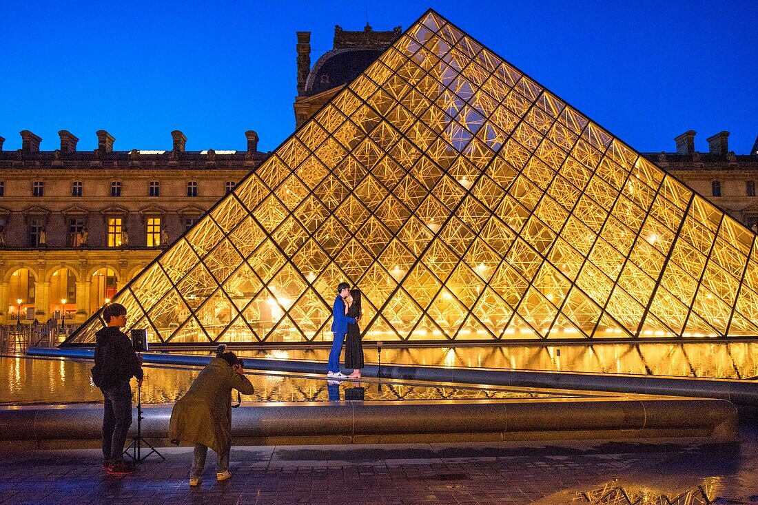 France,Paris,area listed as World Heritage by UNESCO,Louvre Museum,the Louvre Pyramid by the architect Ieoh Ming Pei
