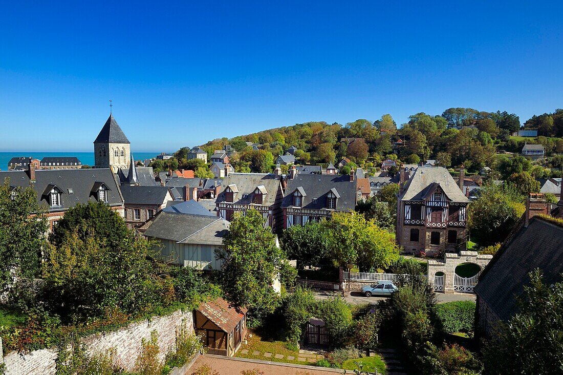 France,Seine-Maritime,Cote d'Albatre (Alabaster Coast),Pays de Caux,Veules les Roses,labelized the Most Beautiful Villages of France