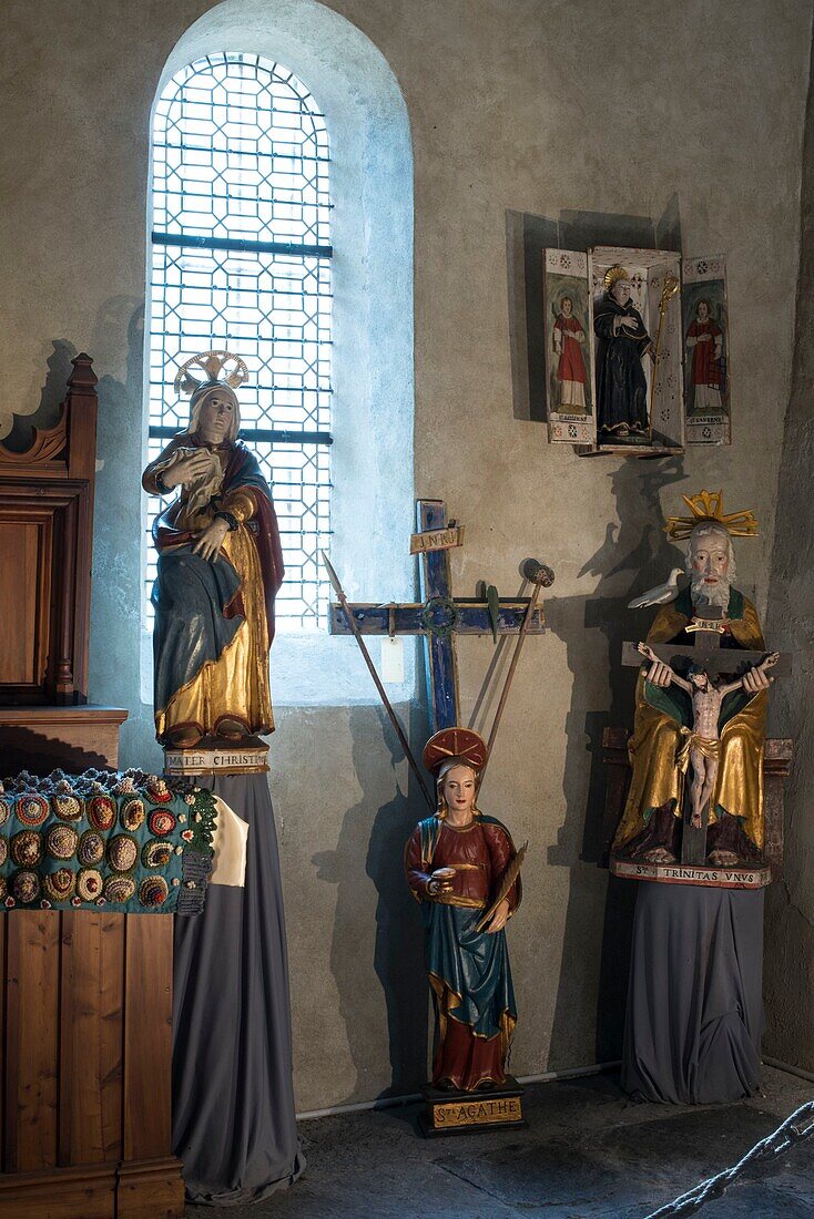 France,Savoie,Haute Maurienne,Bessans,Baroque sculptures in Saint Antoine chapel