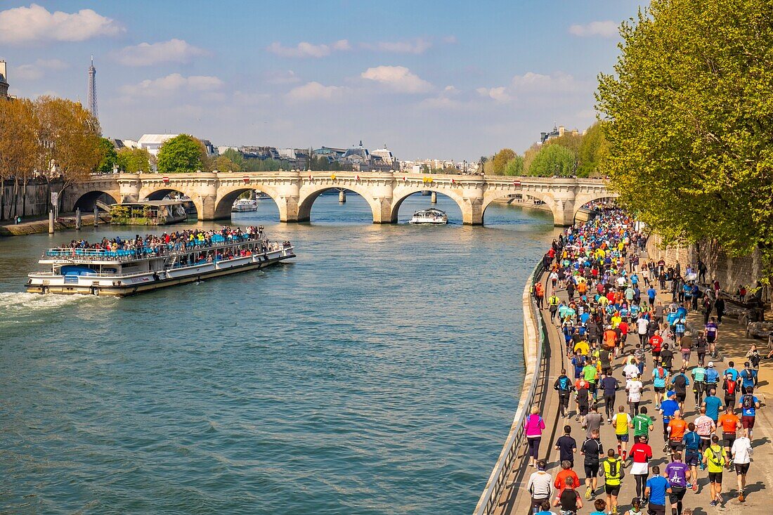 Frankreich,Paris,von der UNESCO zum Weltkulturerbe erklärtes Gebiet,Quai de Gesvres,Paris Marathon,14. April 2019
