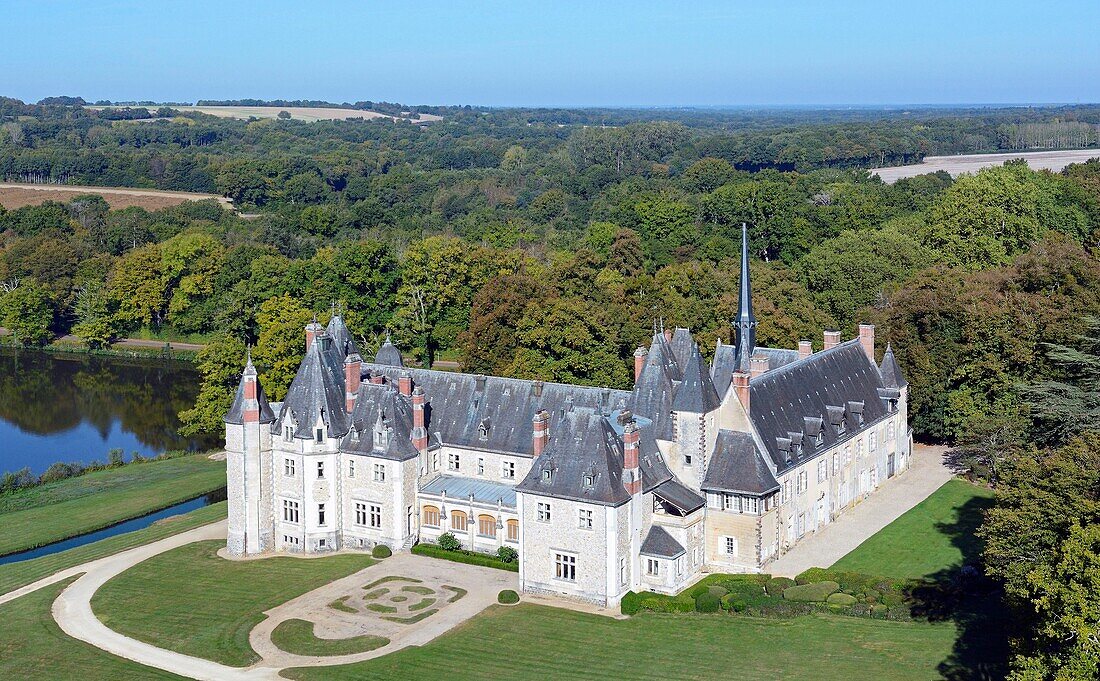 France,Cher,Oizon,the castle of la Verrerie (aerial view)