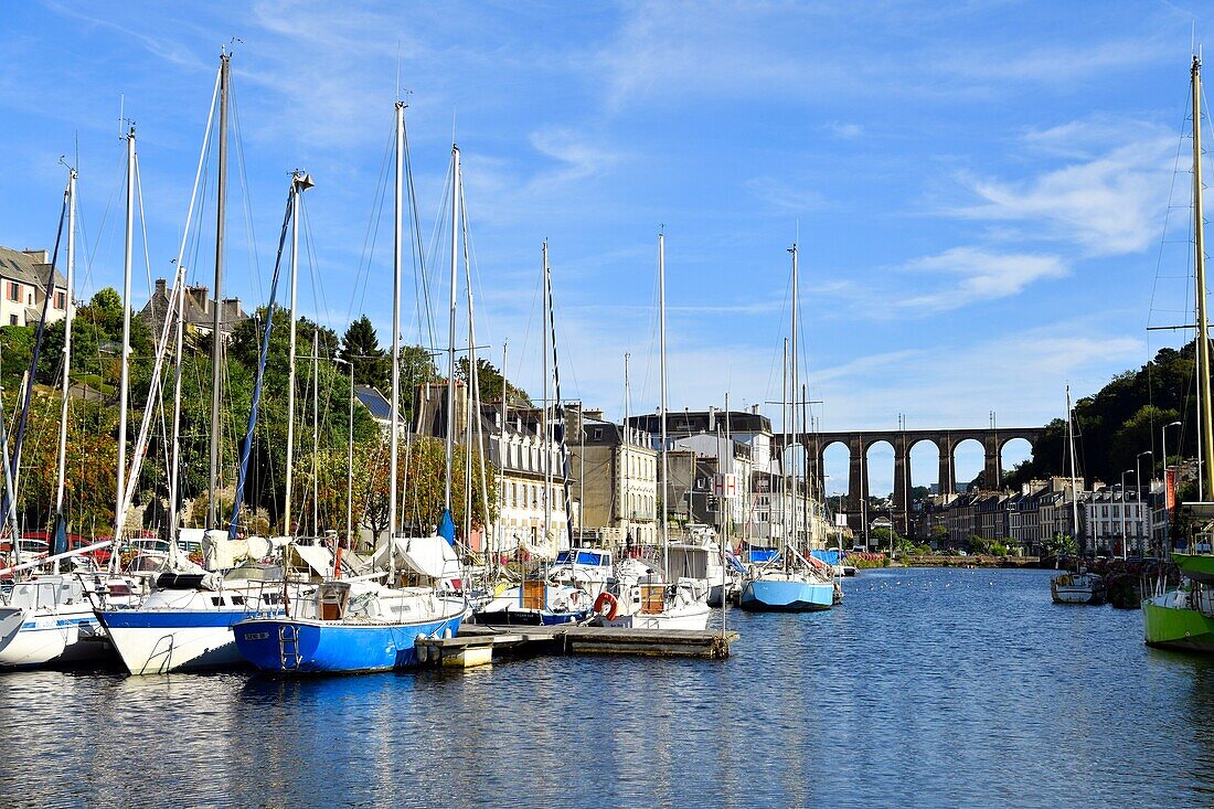 France,Finistere,Morlaix,The Harbour and the viaduct