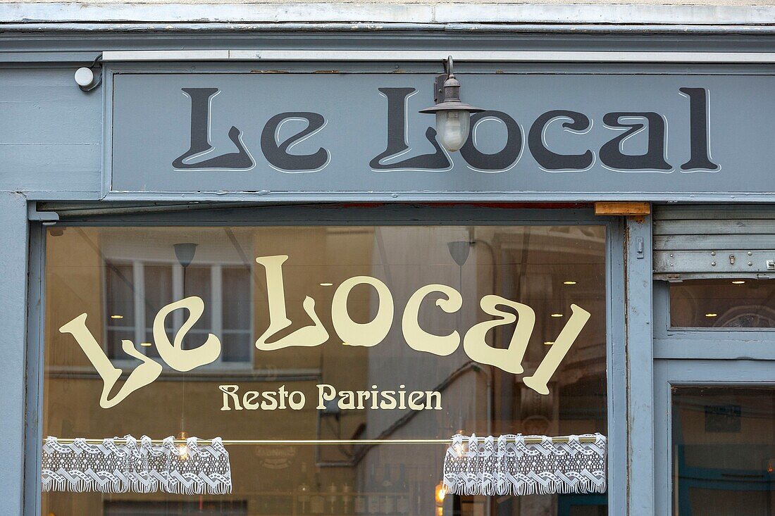 Frankreich,Meurthe et Moselle,Nancy,Schaufenster des Restaurants So Local in der Straße Commanderie