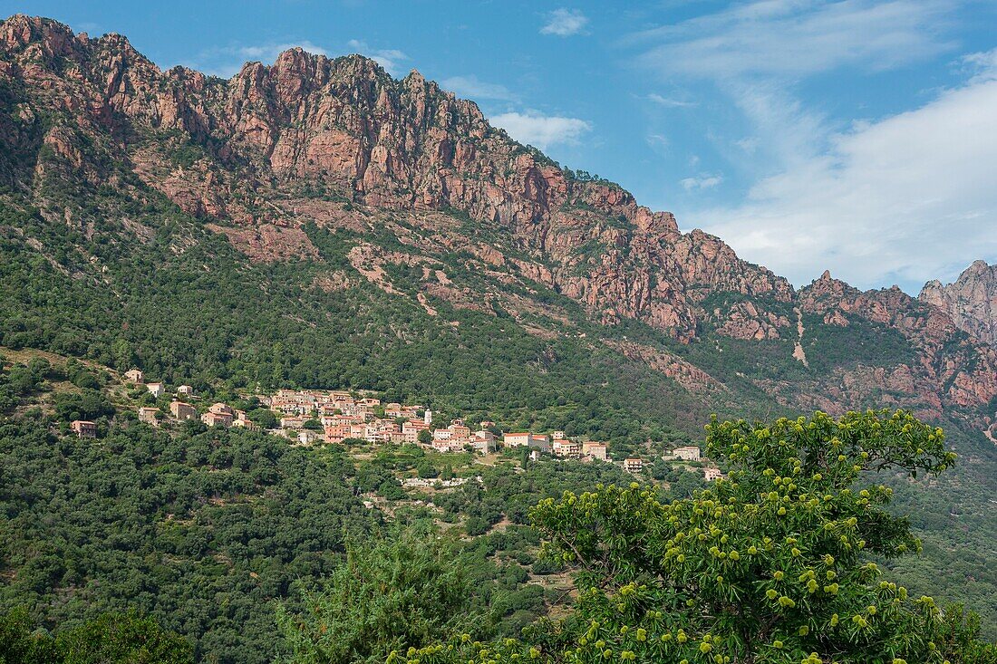 France,Corse du Sud,the village of Ota,step on the Tra Mare e Monti hiking trail