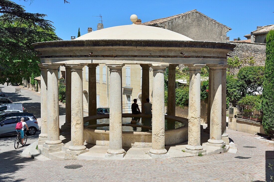 France,Drome,Grignan,old wash house today fountain of the village