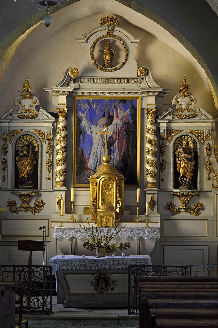 France,Haute Saone,Montjustin et Velotte,Saint Just,church,choir,altarpiece dated 18th century