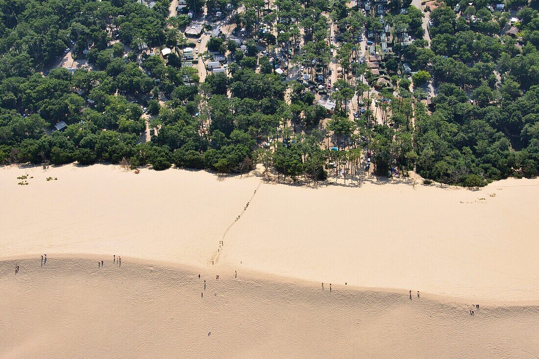 Frankreich,Gironde,Bassin d'Arcachon,Landes Forest,Dune du Pilat (die große Düne von Pyla) (Luftaufnahme)