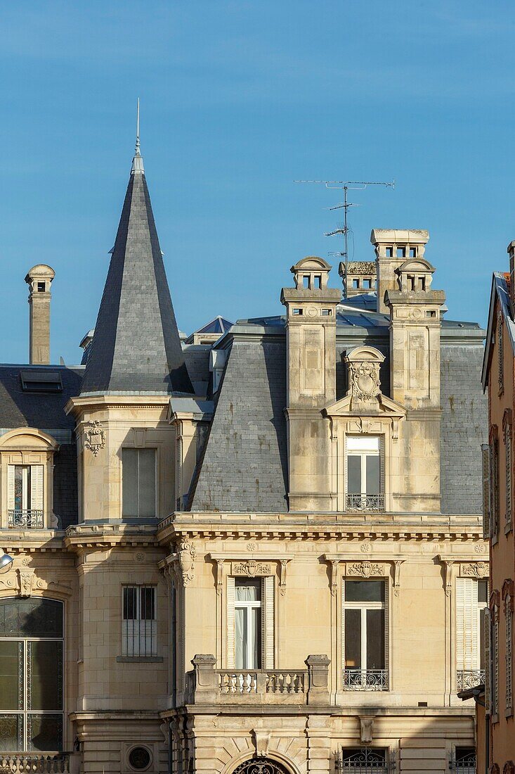 France,Meurthe et Moselle,Nancy,facades of houses and apartment buildings in Isabey street