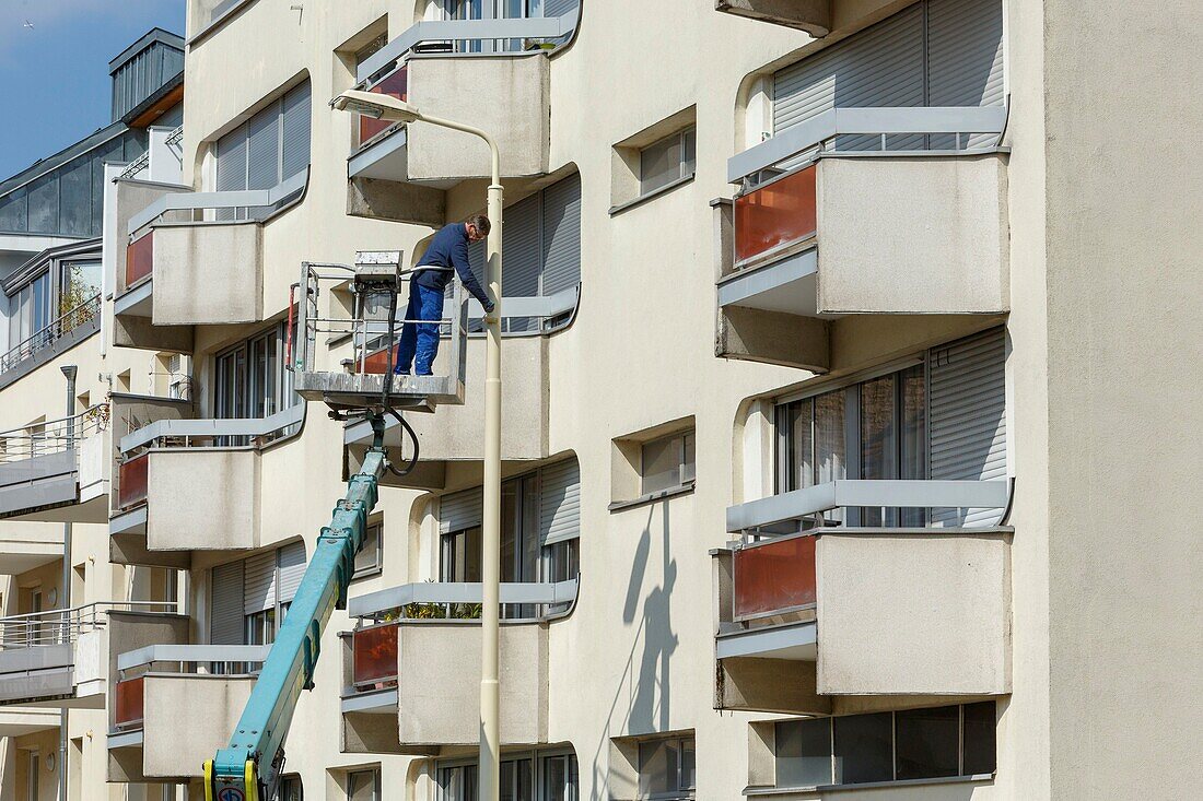 Frankreich,Meurthe et Moselle,Nancy,Fassade eines Wohnhauses in der Straße des Präsidenten Robert Schuman