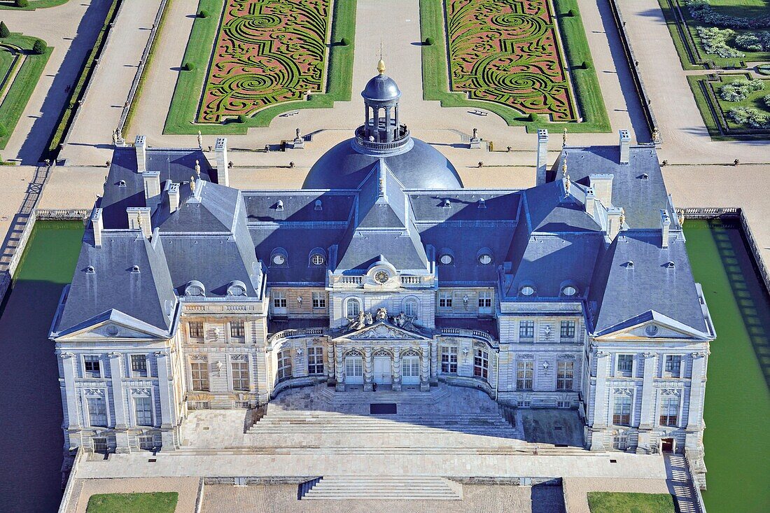 France,Seine et Marne,Maincy,the castle and the gardens of Vaux le Vicomte (aerial view)