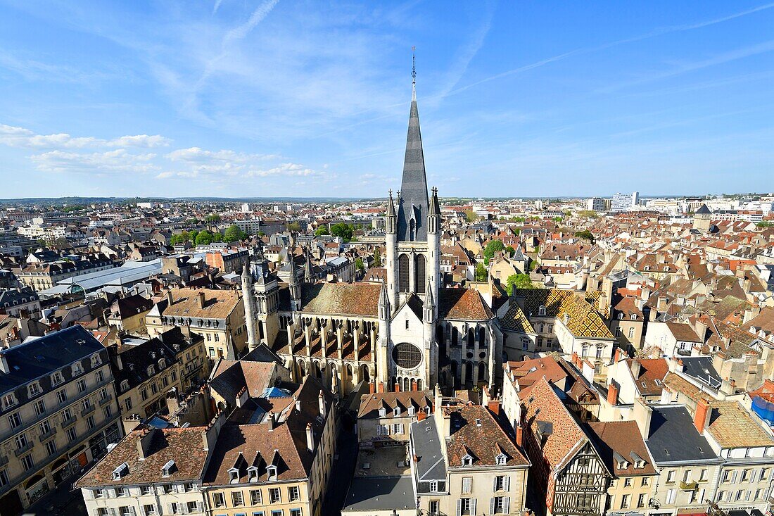 France,Cote d'Or,Dijon,area listed as World Heritage by UNESCO,Notre Dame church seen from the tower Philippe le Bon (Philip the Good)