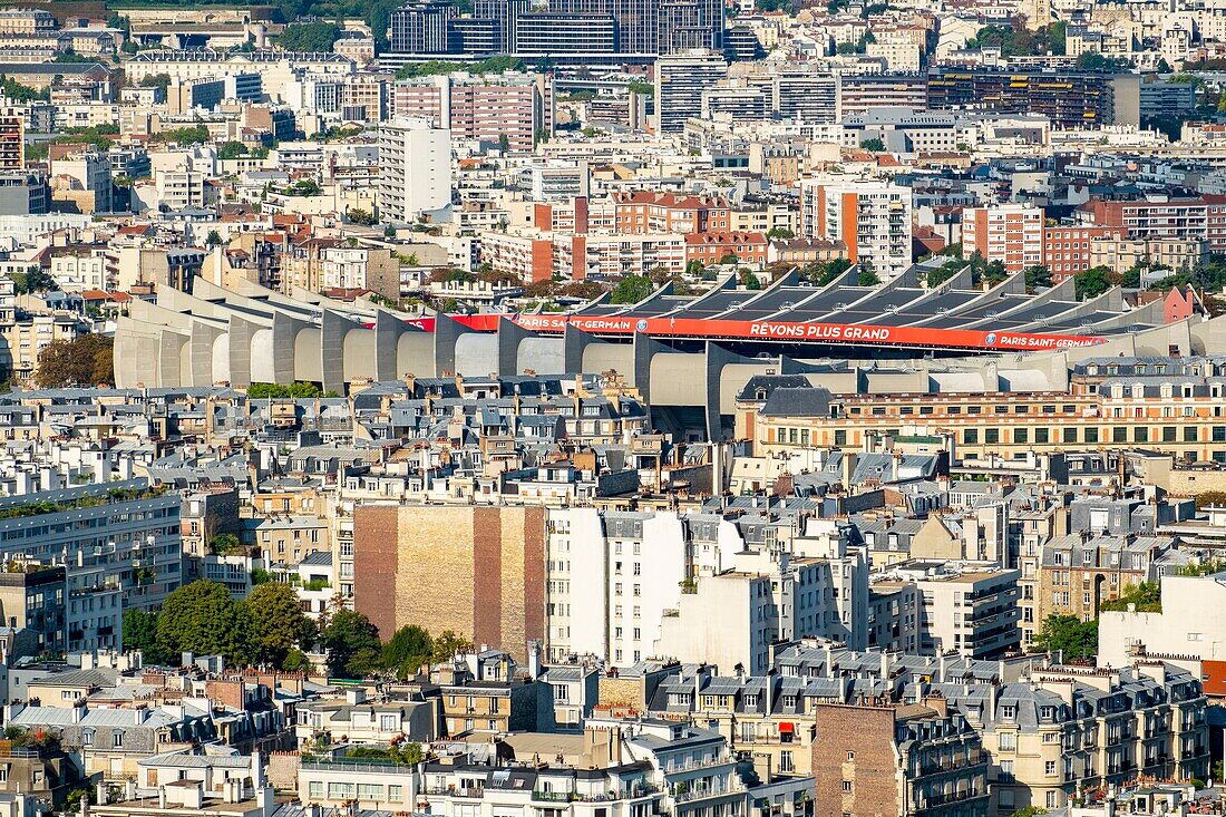 France,Paris,the Parc des Princes and the 16th arrondissement (aerial view)