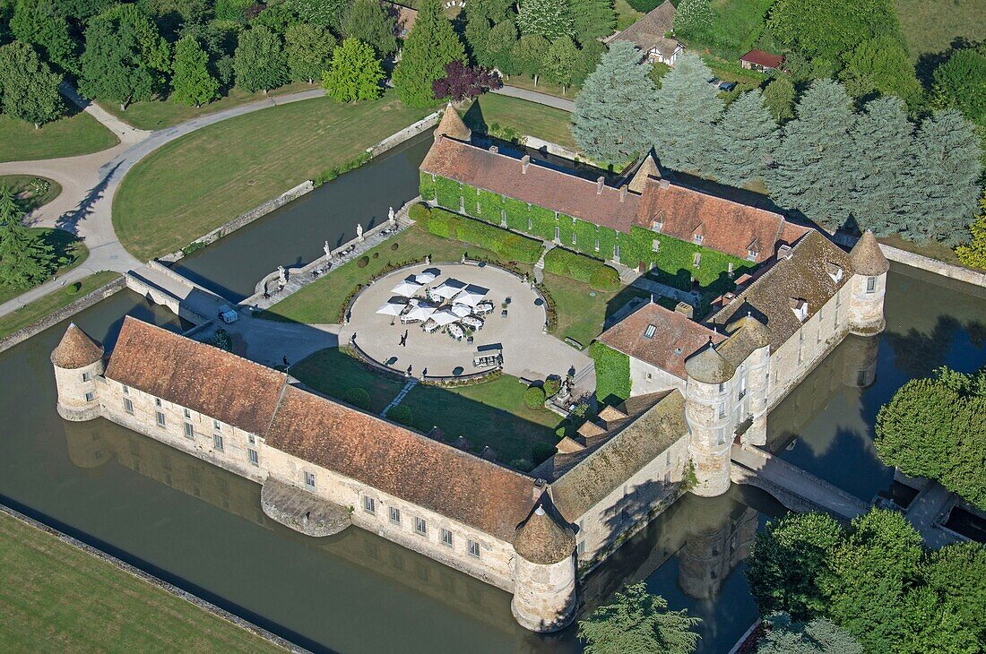 France,Yvelines,the castle of Villiers le Mahieu,luxury hotel (aerial view)