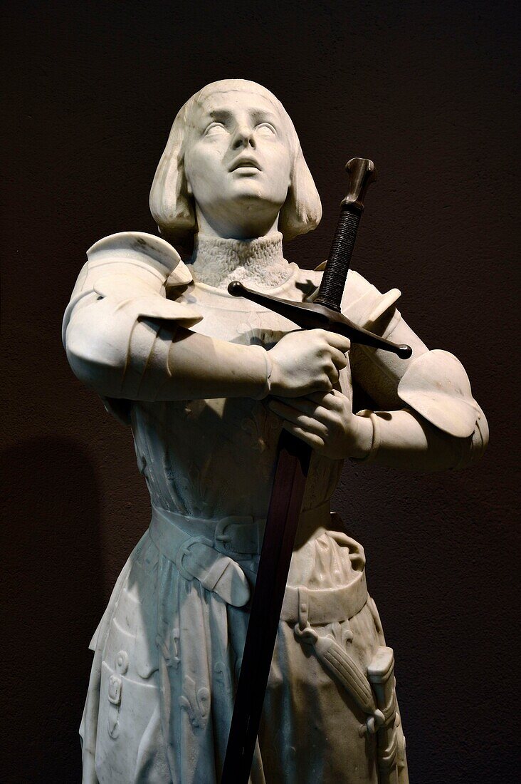 France,Seine Maritime,Rouen,the archiepiscopal palace,Historial Joan of Arc Museum,statue of Joan of Arc in armor by Alphonse-Eugène Guilloux