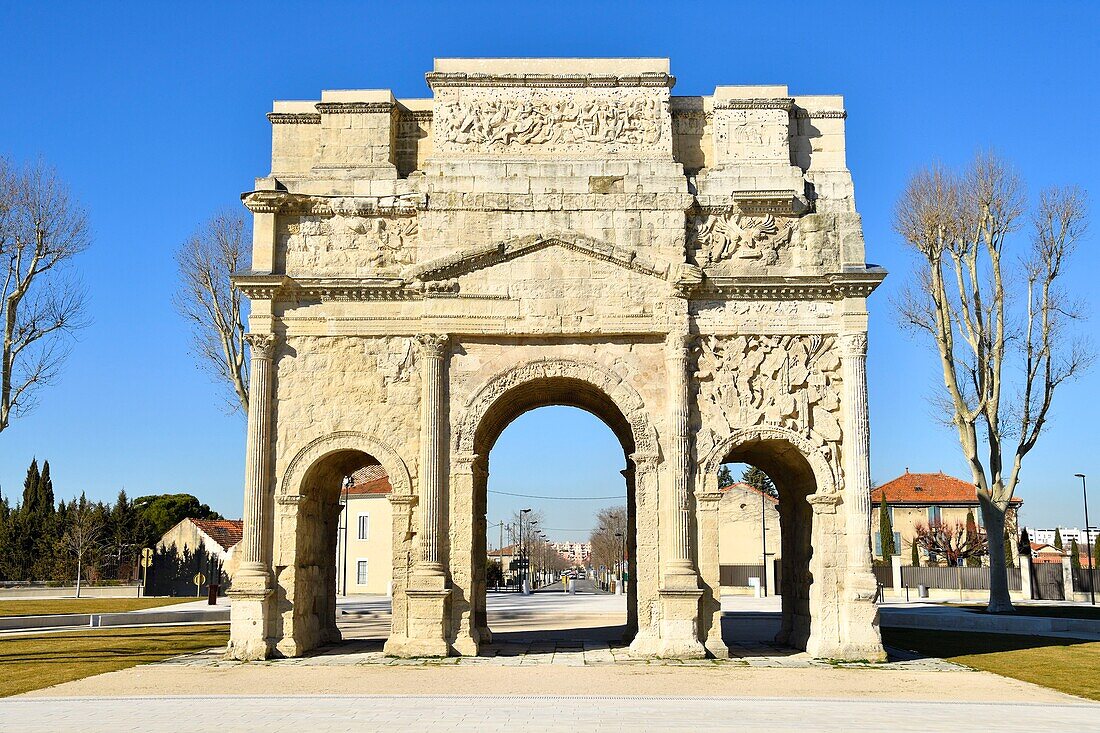 Frankreich,Vaucluse,Orange Avenue Marechal de Lattre Tassiny,Arc de Triomphe,historisches Denkmal