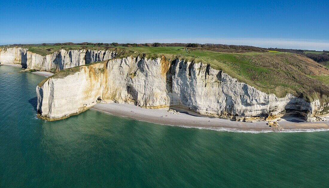 Frankreich,Seine Maritime,Etretat,Cote d'Abatre,Pointe de la Courtine,Antifer Strand (Luftaufnahme)