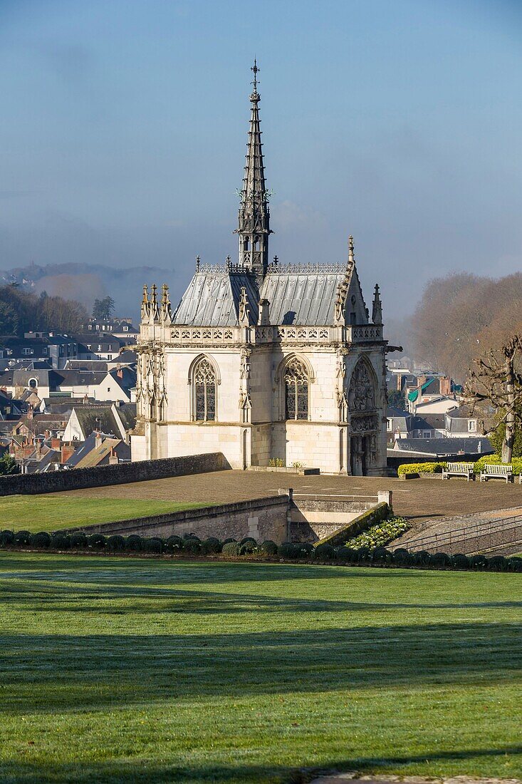 France,Indre et Loire,Loire valley listed as World Heritage by UNESCO,Amboise,Amboise castle,Saint Hubert chapel where is buried Leonardo da Vinci