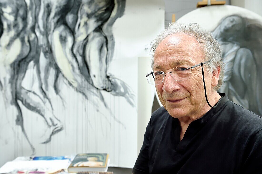 France,Ivry sur Seine,the artist Ernest Pignon-Ernest in his studio