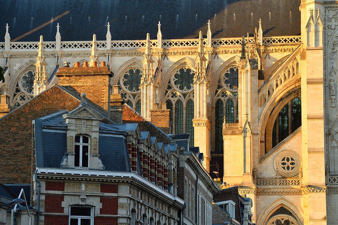France,Somme,Amiens,Notre-Dame cathedral,jewel of the Gothic art,listed as World Heritage by UNESCO,south side