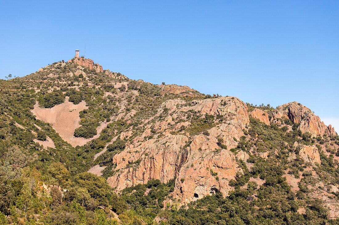 France,Var,Frejus,Esterel massif,the watchtower on Mount Vinaigre (641m) serves as a surveillance post for fires