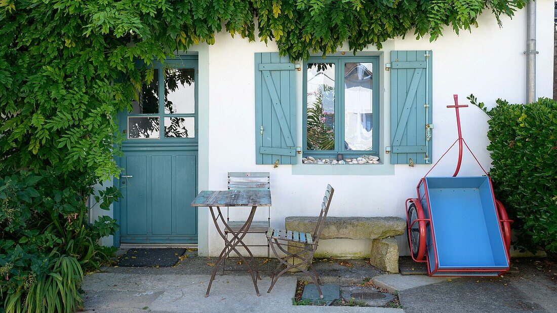 France,Morbihan,Houat,the village and its typical houses