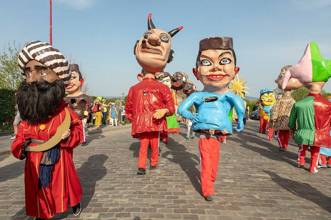 France,Nord,Cassel,spring carnival,head parade and Giant dance,listed as intangible cultural heritage of humanity