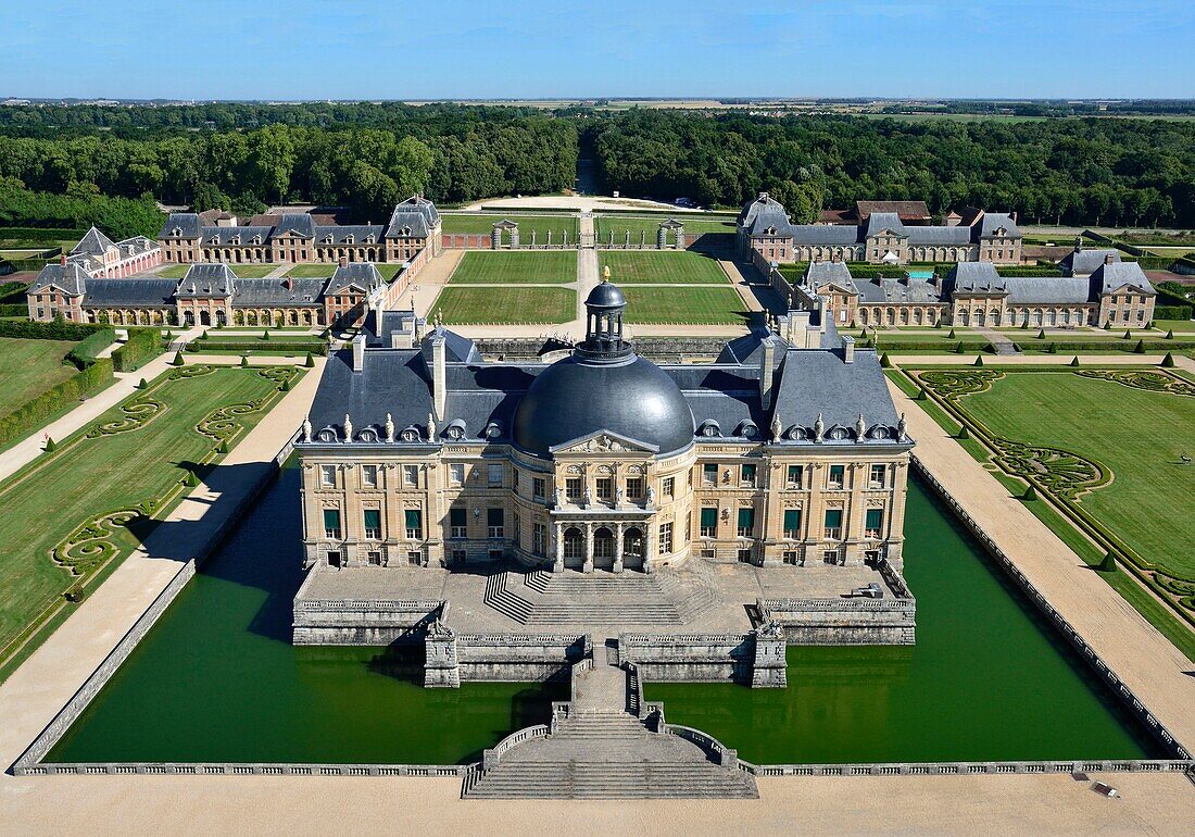 France,Seine et Marne,Maincy,the castle and the gardens of Vaux le Vicomte (aerial view)