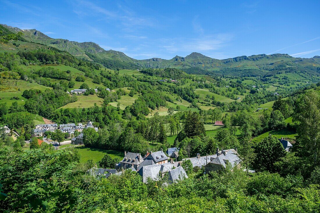 France,Cantal,Regional Natural Park of the Auvergne Volcanoes,monts du Cantal,Cantal mounts,Mandailles Saint Julien,village of Mandailles