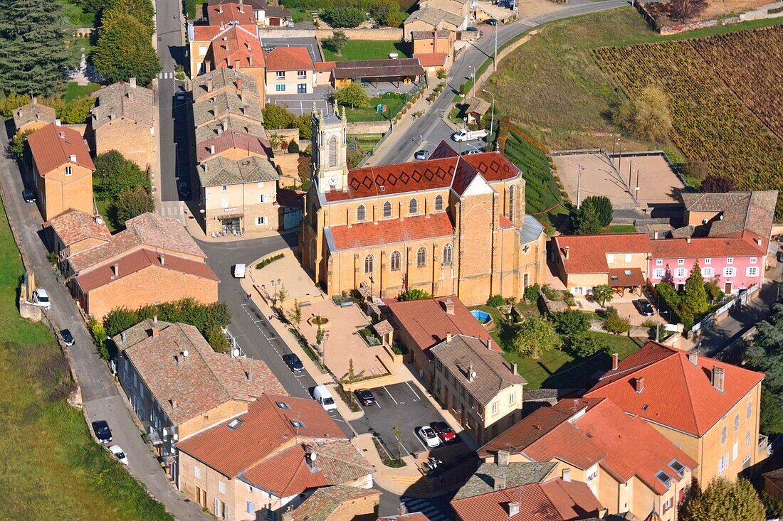 France,Rhone,Village of Cogny,aerial view