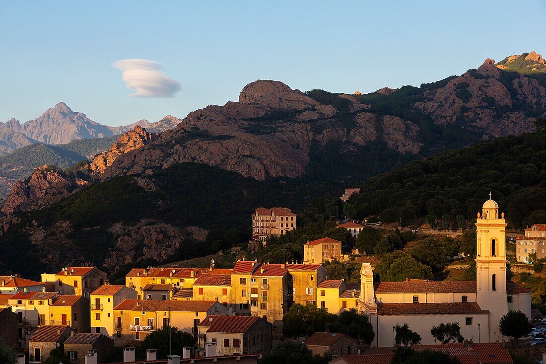France,Corse du Sud,Gulf of Porto,listed as World Heritage by UNESCO,Piana,labeled the Most Beautiful Villages of France