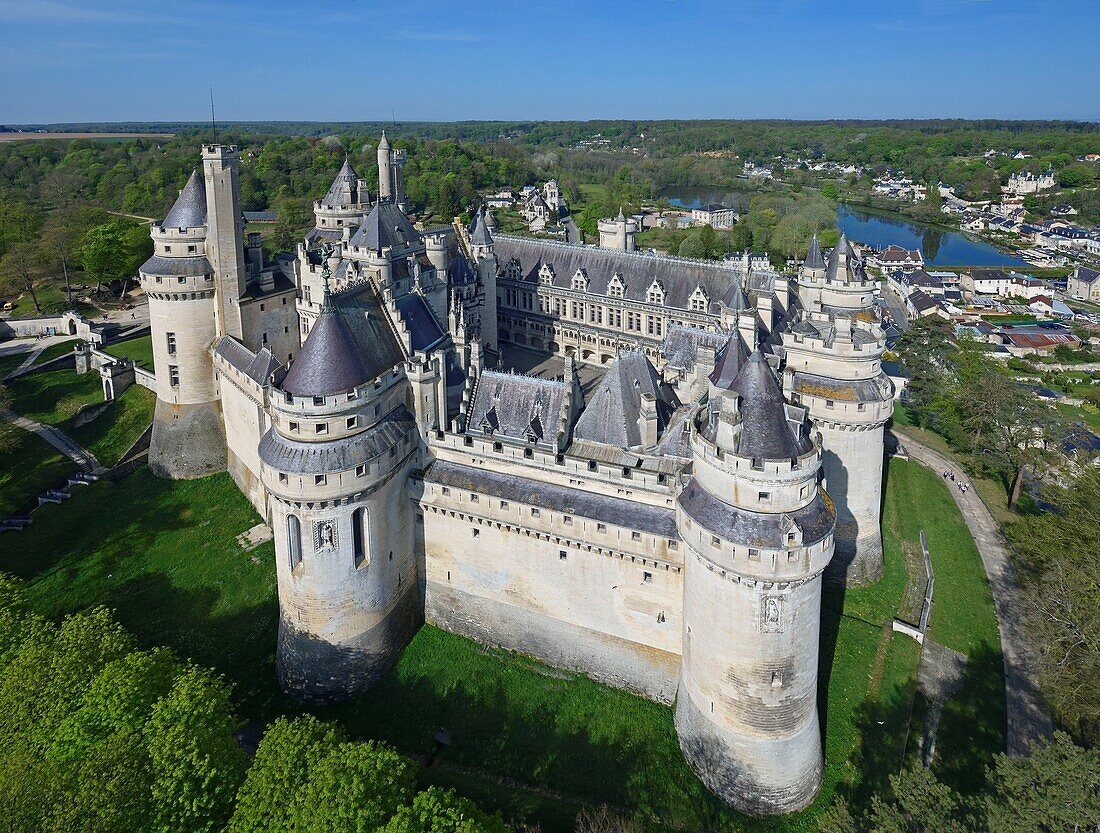 France,Oise,the castle of Pierrefonds (aerial view)