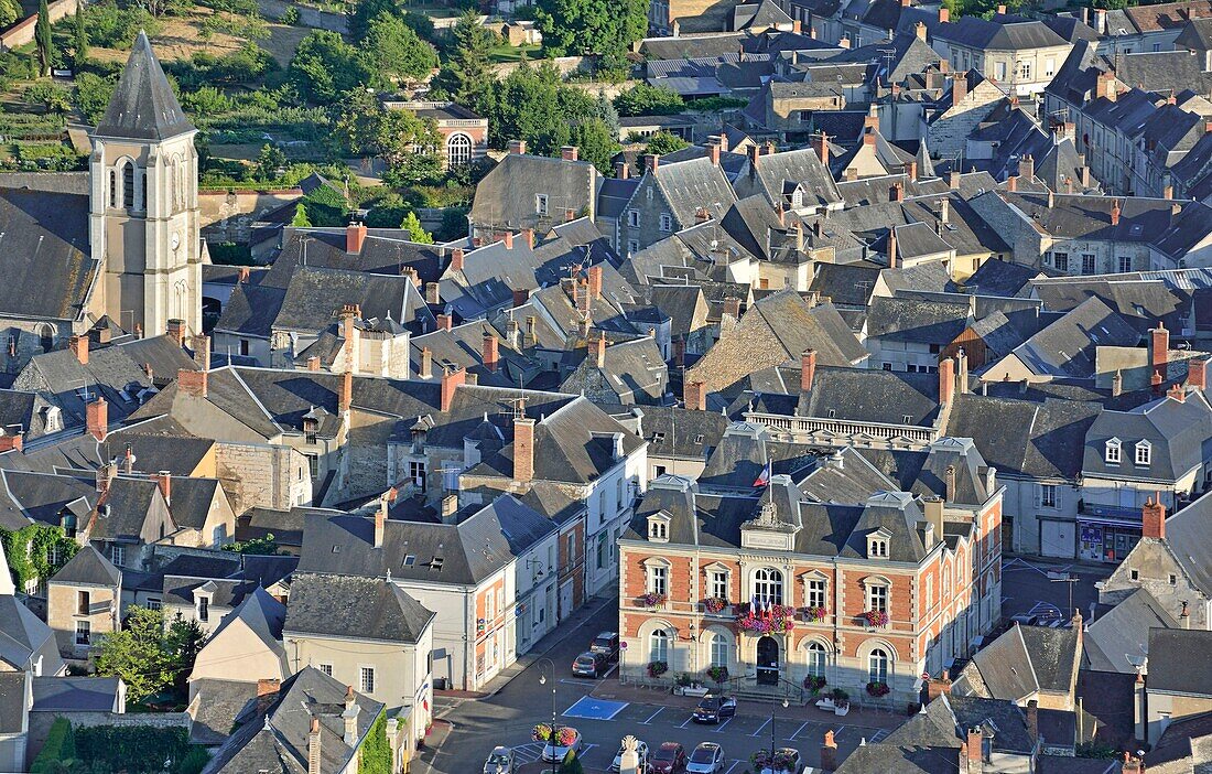 France,Sarthe,Le Lude,la mairie (air view)