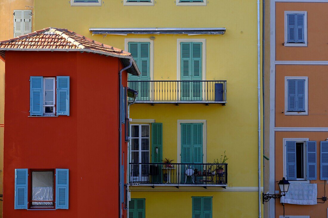 France,Alpes Maritimes,Menton,old town,Rue du Bastion,colorful facades