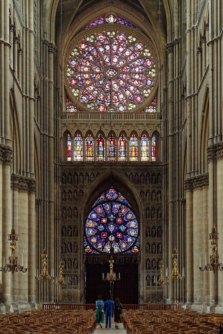 Frankreich,Marne,Reims,Kathedrale Notre Dame,von der UNESCO zum Weltkulturerbe erklärt,die große Rose