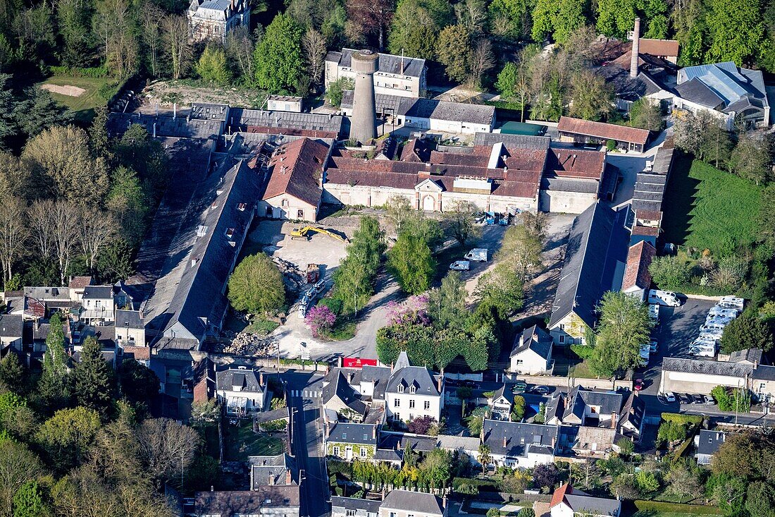 France,Indre et Loire,Loire valley listed as World Heritage by UNESCO,Amboise,old Guilleminot film factory (aerial view)