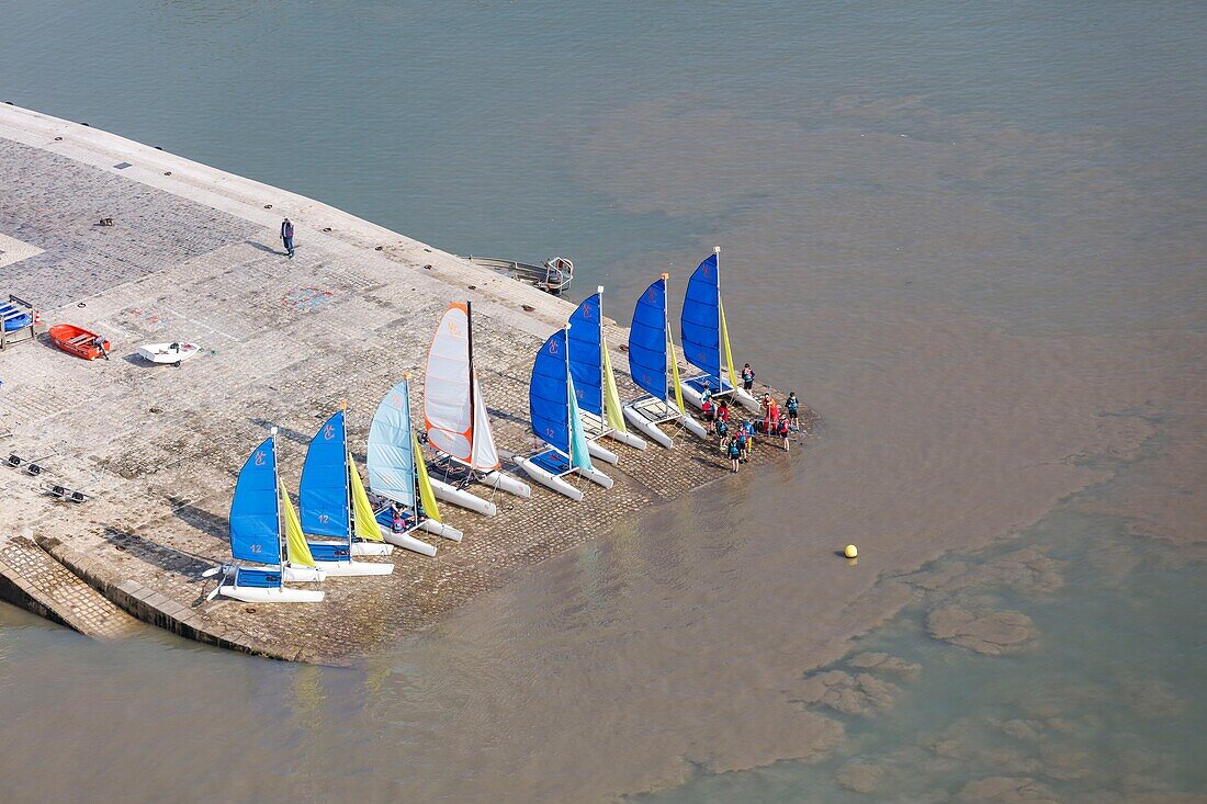 France,Charente Maritime,Aix island,sailing school (aerial view)