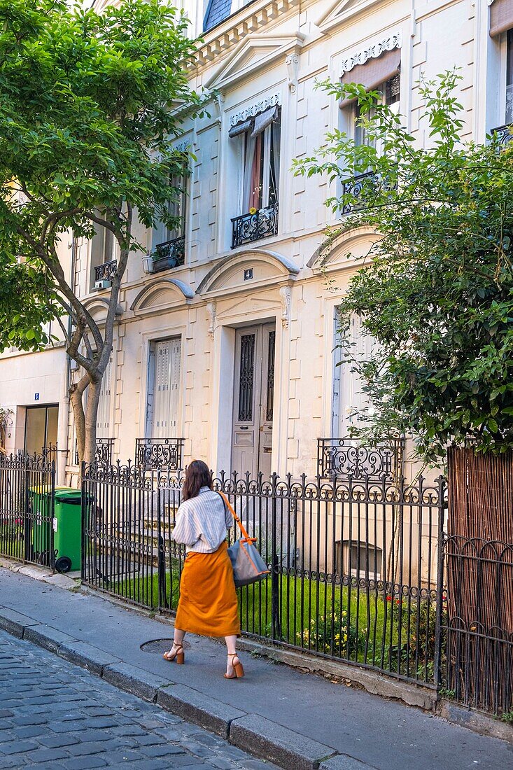 Frankreich,Paris,entlang des GR® Paris 2024 (oder GR75),städtischer Fernwanderweg, der zur Unterstützung der Pariser Bewerbung für die Olympischen Spiele 2024 angelegt wurde,Stadtteil Bel-Air,Straße La villa du Bel-Air