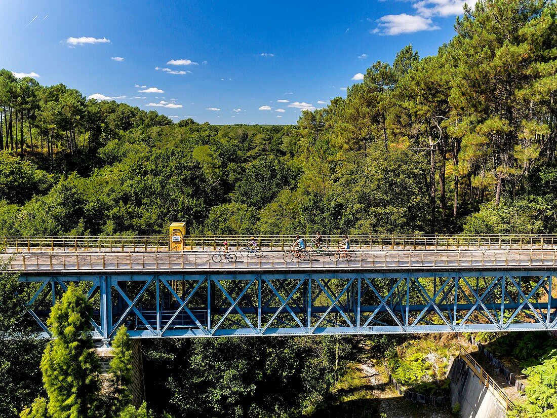 Frankreich,Gironde,Val de L'Eyre,Parc Naturel Régional des Landes de Gascogne,Radtourismus,Viadukt von Graoux