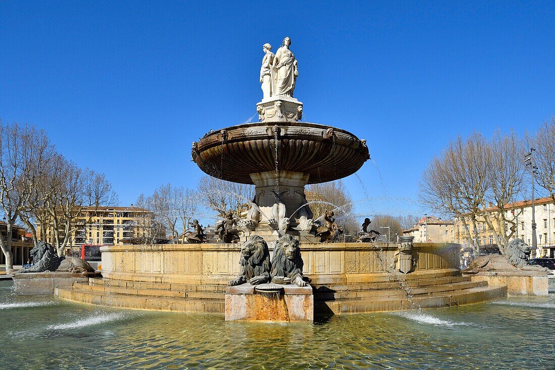 France,Bouches du Rhone,Aix en Provence,the Rotonda square and fountain,La Rotonde fountain