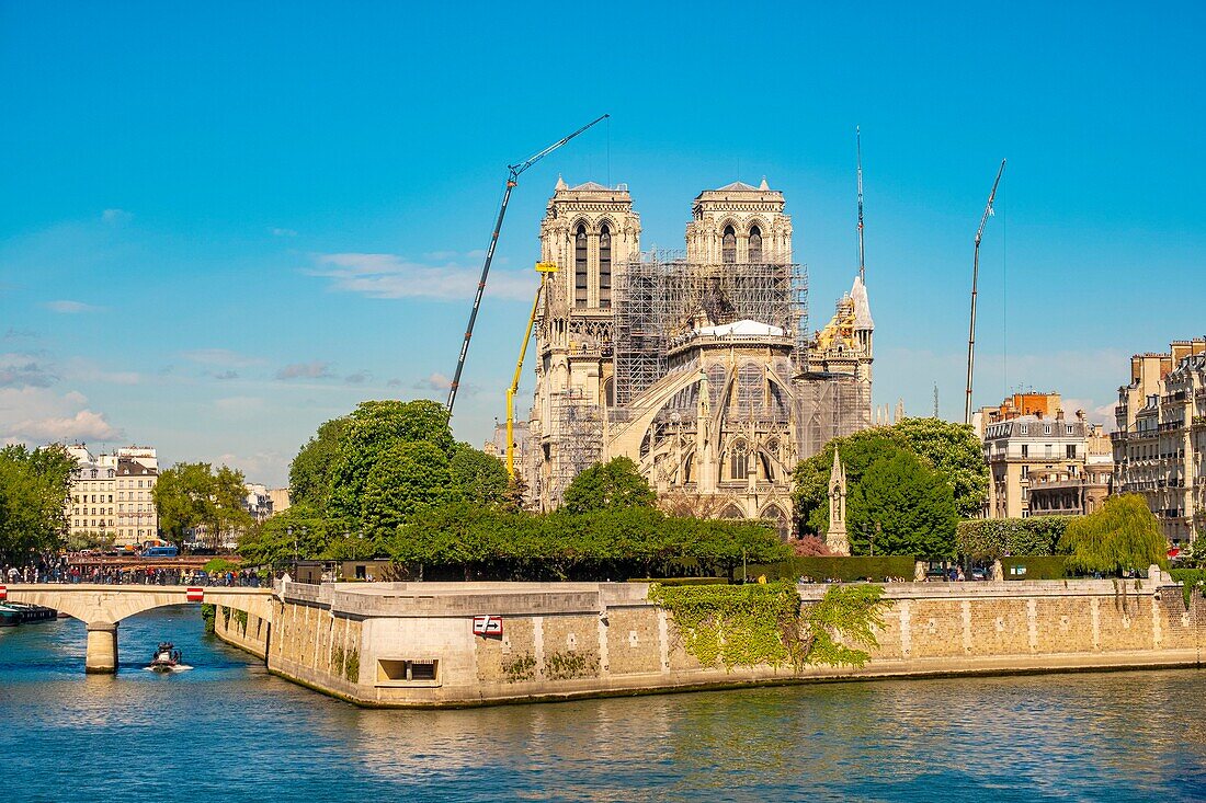 France,Paris,area listed as World Heritage by UNESCO,Notre Dame de Paris,consolidation works after the fire of the roof