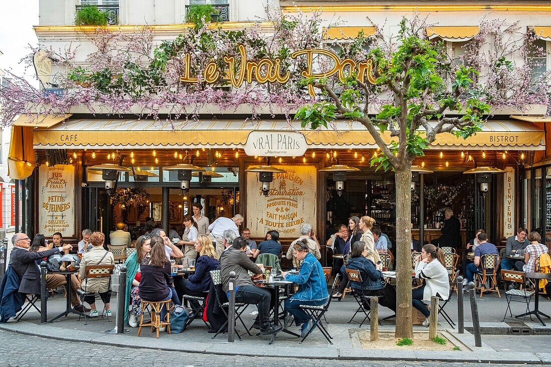 France,Paris,Montmartre district,cafe in the Rue des Abbesses,Le Vrai Paris cafe