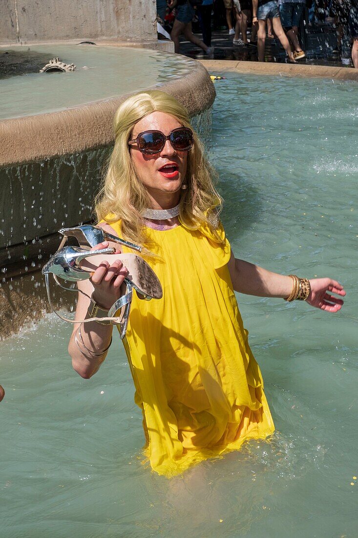 France,Paris,2019 Gay Pride parade,Chatelet square,Palmier fountain