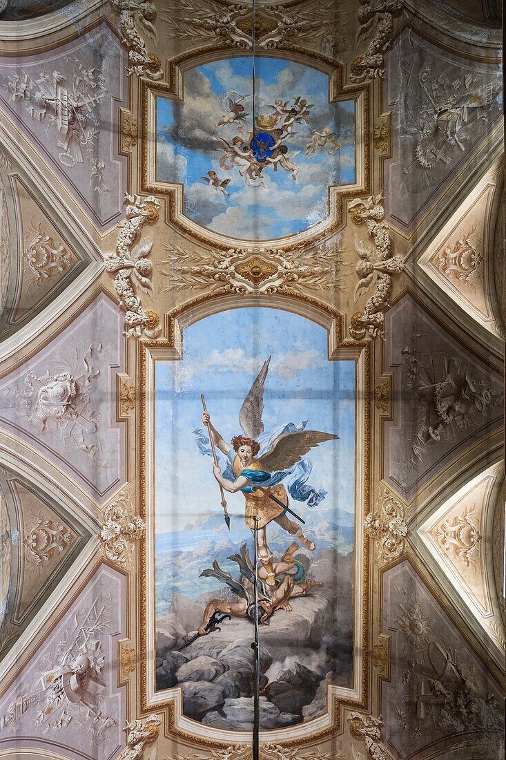France,Alpes-Maritimes,Menton,Saint Michel basilica,the fresco on the ceiling represents St Michael Archangel