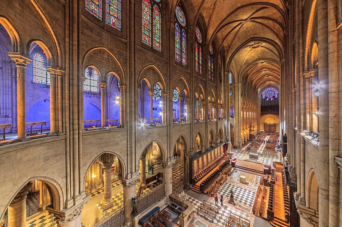 Frankreich,Paris,Weltkulturerbe der UNESCO,Stadtinsel,das Kirchenschiff der Kathedrale Notre-Dame