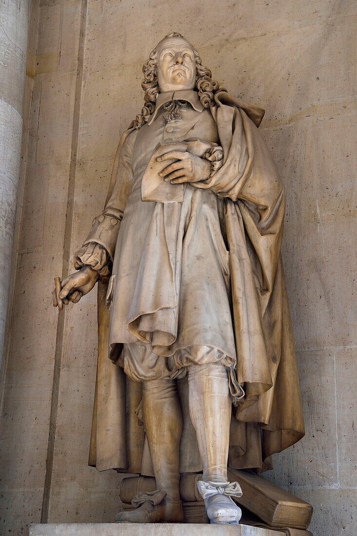 France,Seine Maritime,Rouen,the City Hall in the former Saint-Ouen abbey,Statue of Pierre Corneille in the hall of honor