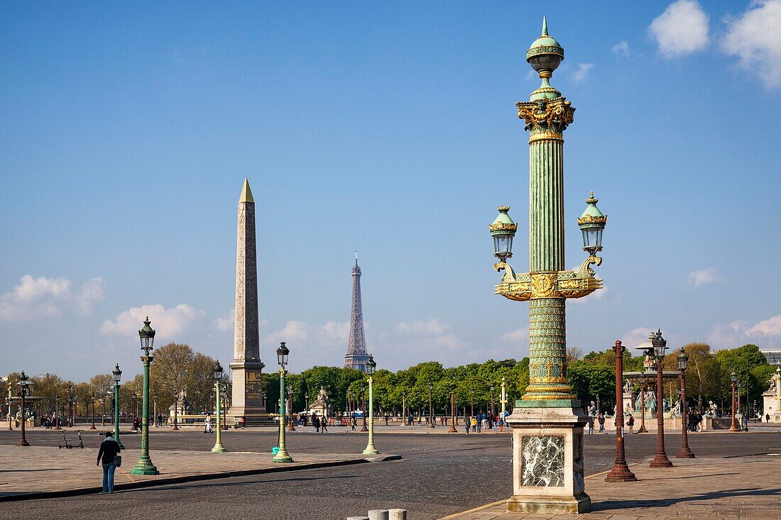 France,Paris,area listed as World Heritage by UNESCO,Place de la Concorde and Eiffel Tower in the background