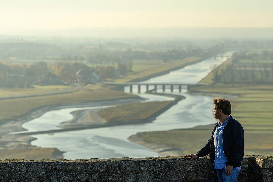 France,Manche,the Mont-Saint-Michel,the Couesnon river from one of the abbey's terraces