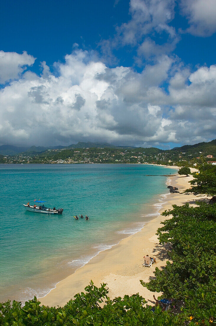 Caribbean,Scuba divers at Grand Anse Beach,Grenada